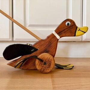 🦆Charming WOODEN DUCK PUSH TOY